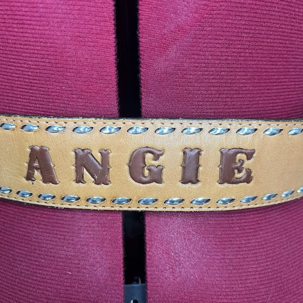 Vtg‎ Circle Y Womens Western Animal Scene Stamped Angie Tooled Belt Leather 32